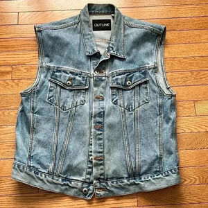 ❤️Host Picks❤️[M]Vintage Outline Trucker Denim  Vest